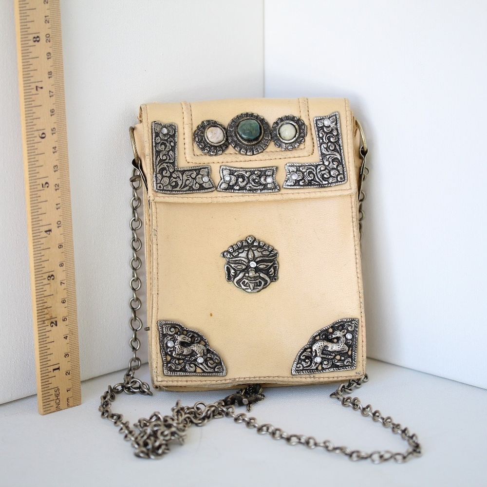 Pale pink with Jewels and Metal Crossbody Purse Vintage